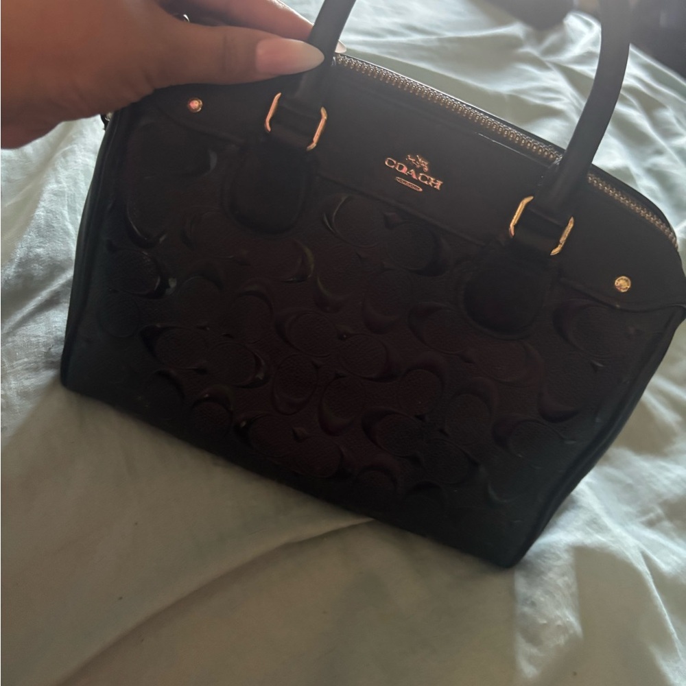 Coach Black Satchel with Gold Accents